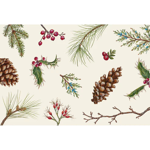 Placemats Winter Collage Pinecones & Berries