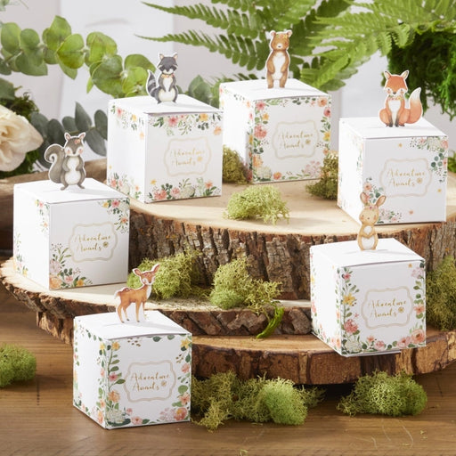Woodland Baby Favor Boxes, Pink